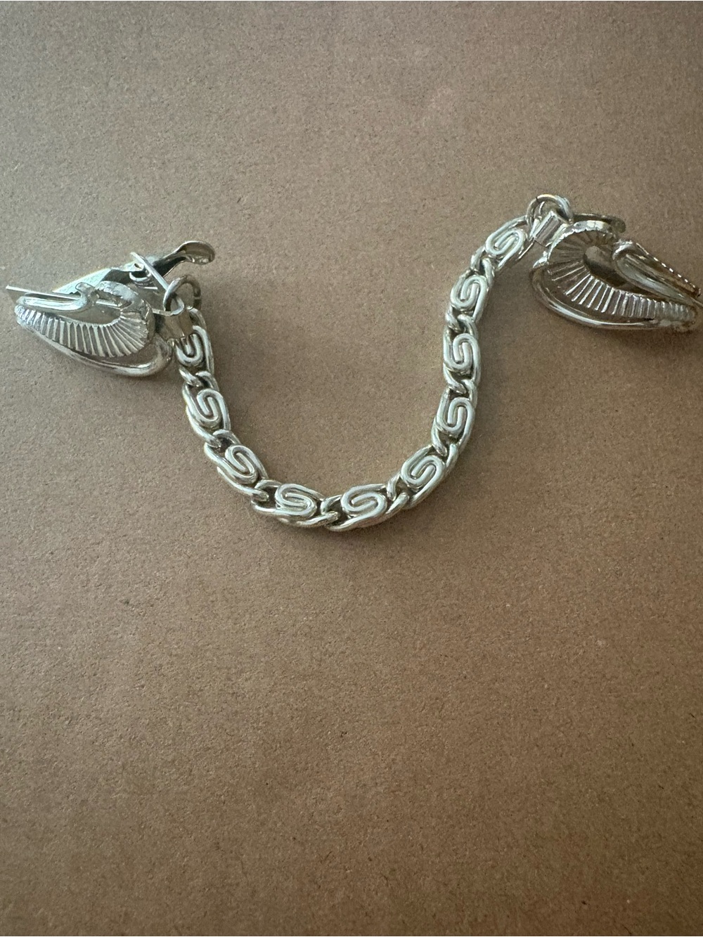 Men's Silver-Tone Sweater Guard Chain with Decorative Clips